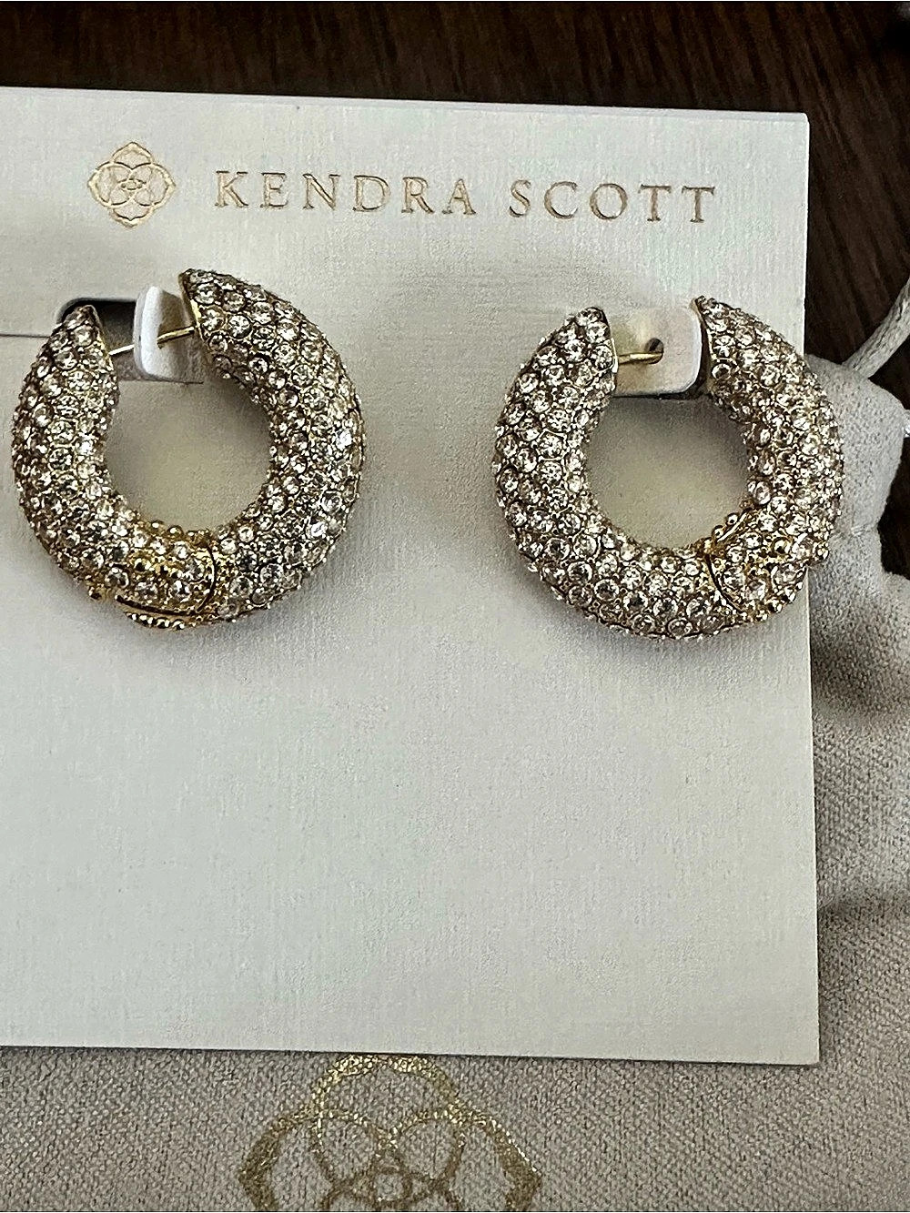 Kendra Scott Mikki Pave Hoop Pavé Hoop Earrings in Gold NWT